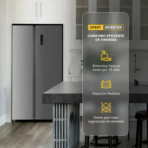 Refrigerador 18 pies cúbicos Side by Side Xpert Inverter Gris