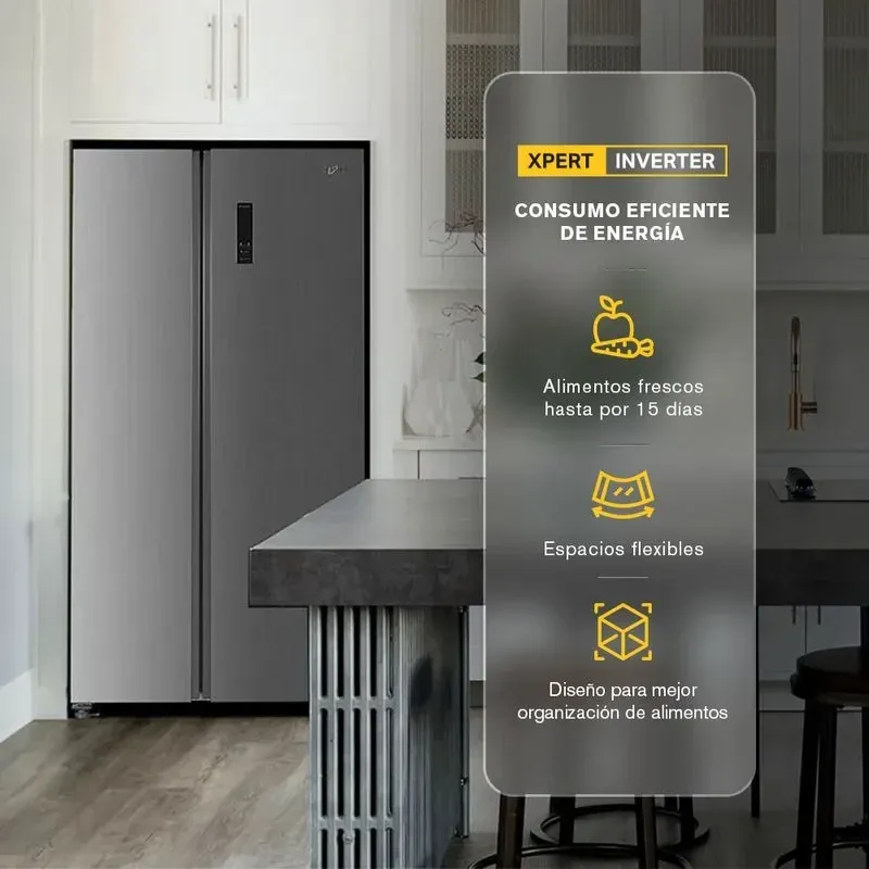 Refrigerador 18 pies cúbicos Side by Side Xpert Inverter Gris — Refrigerador 18 pies cúbicos Side by Side Xpert Inverter Gris